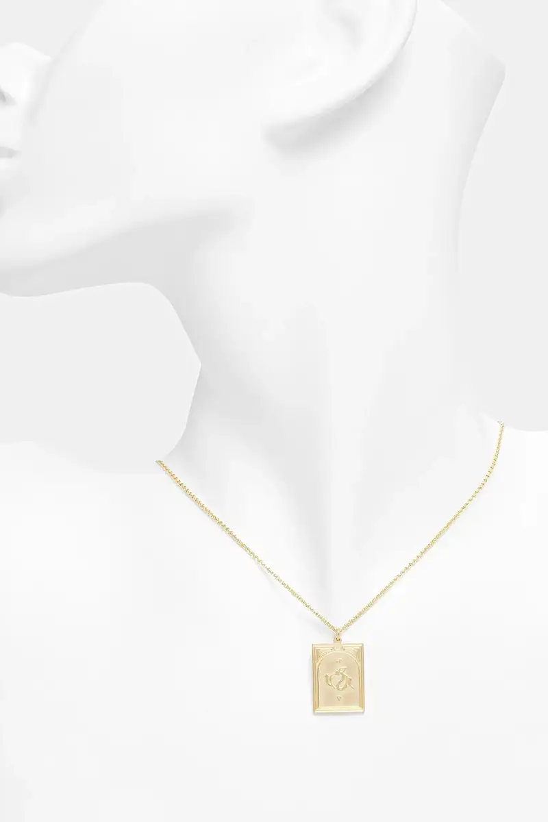 collana d'argento placato oro Tarot Lovers Pendant Gold 101080 miniatura 3