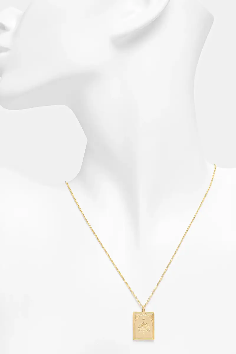 collana d'argento placato oro Tarot Strength Pendant 101086 miniatura 4