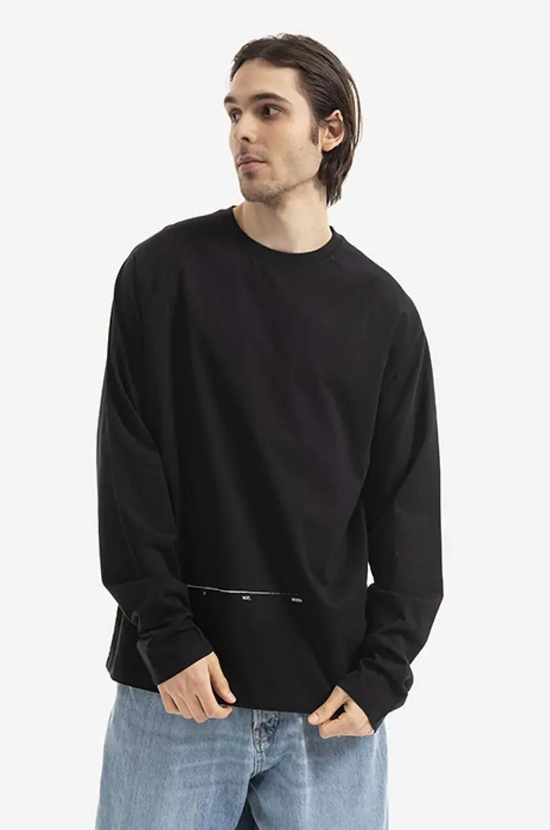 felpa in cotone Bluza Tom Wood Rivoli Long Sleeve 22292.975 uomo Nero