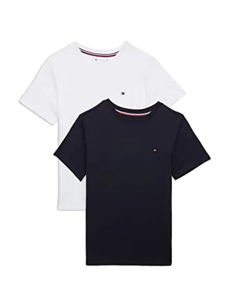 Tommy Hilfiger 2P CN Tee SS Ub0Ub00310, Maglietta a Maniche Corte, Bambini e Ragazzi, Blu (Desert Sky/White), 8-10 Anni
