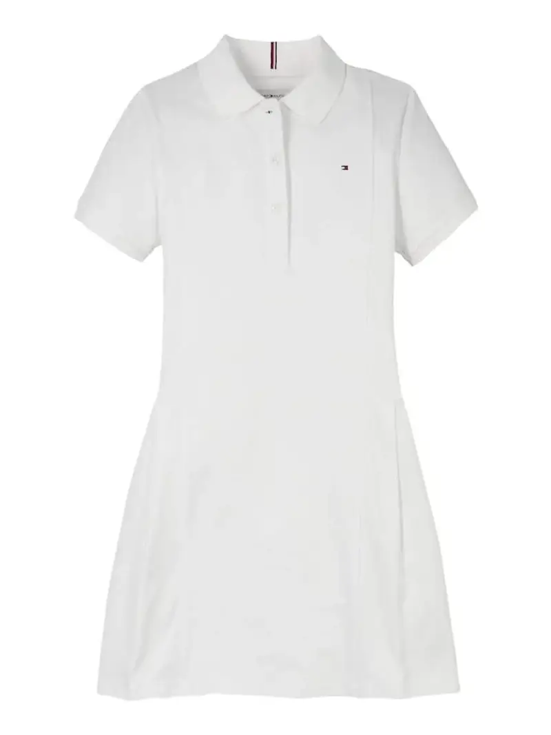Tommy Hilfiger abito bianco bambina in cotone micro logo sul petto