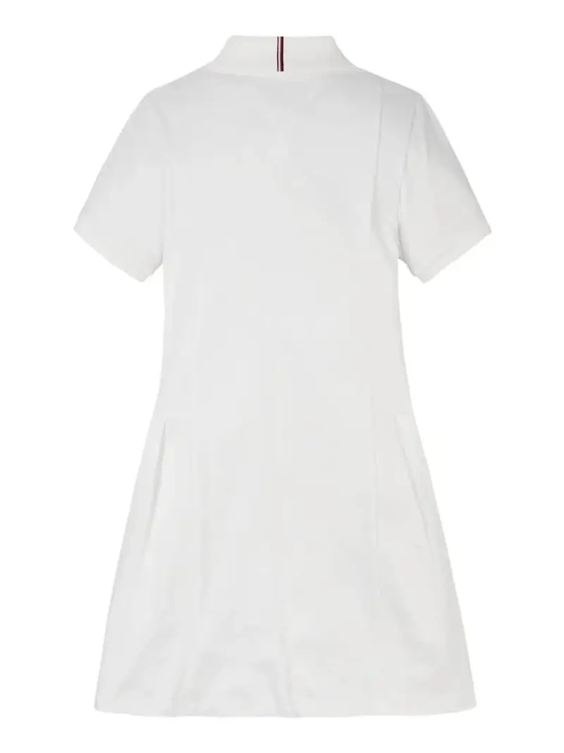 Tommy Hilfiger abito bianco bambina in cotone micro logo sul petto miniatura 3