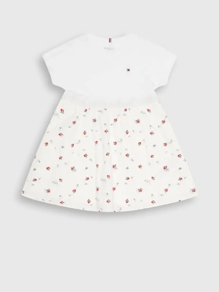 abito bianco bambina mini logo