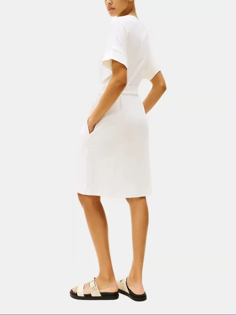 Tommy Hilfiger abito bianco donna in cotone mini logo sul petto miniatura 2