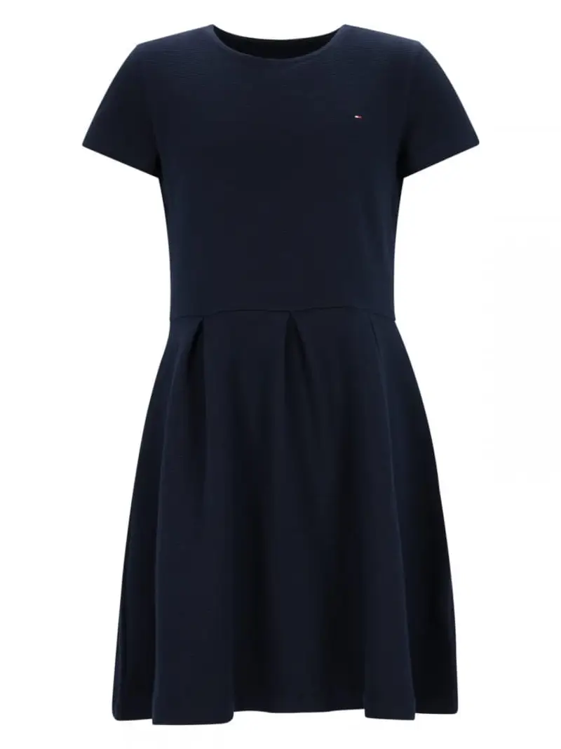 Tommy Hilfiger abito blu navy bambina in cotone micro logo sul petto