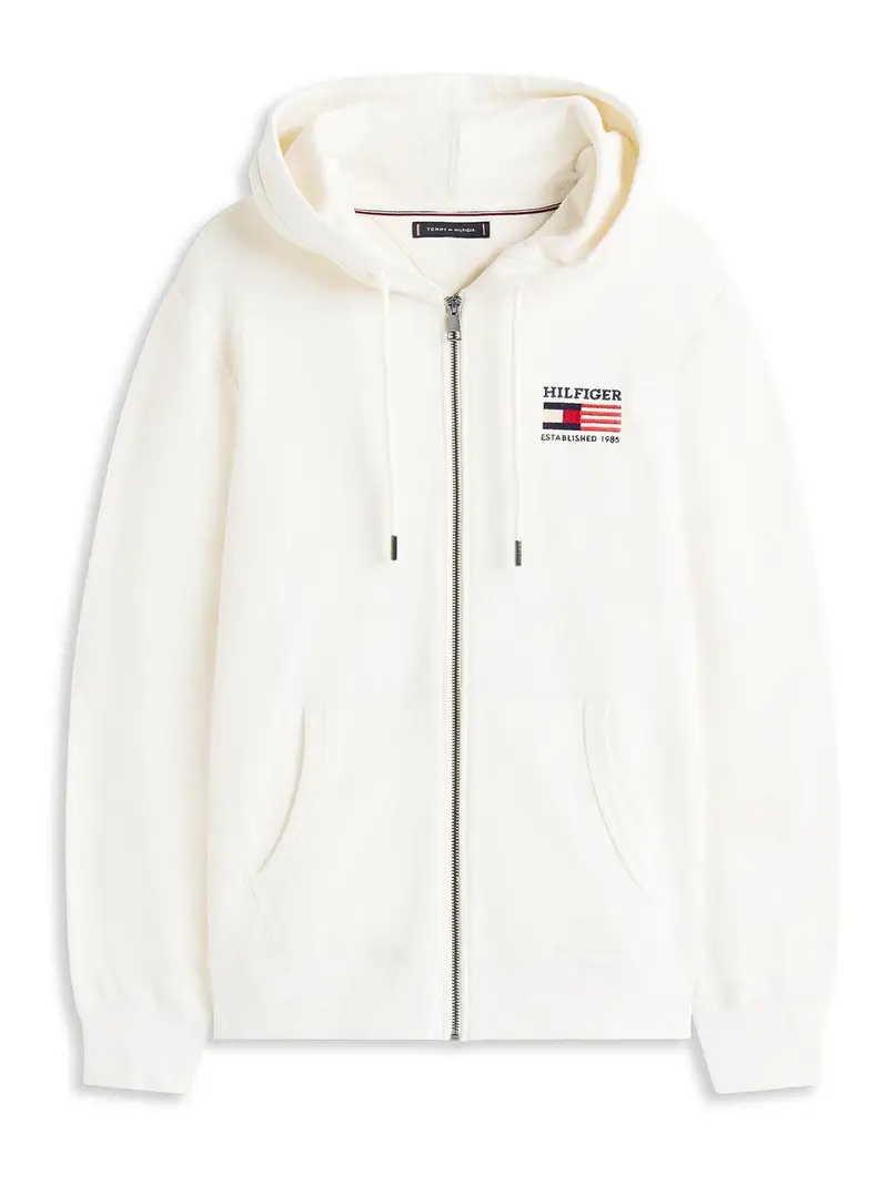 Americana Zip Through Hoody Bianco