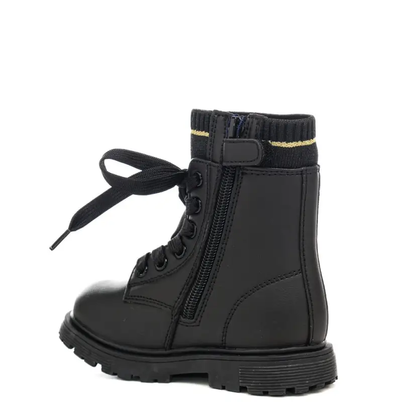 anfibi da bambina con fascia elastica sulla parte alta della tomaia neri miniatura 3