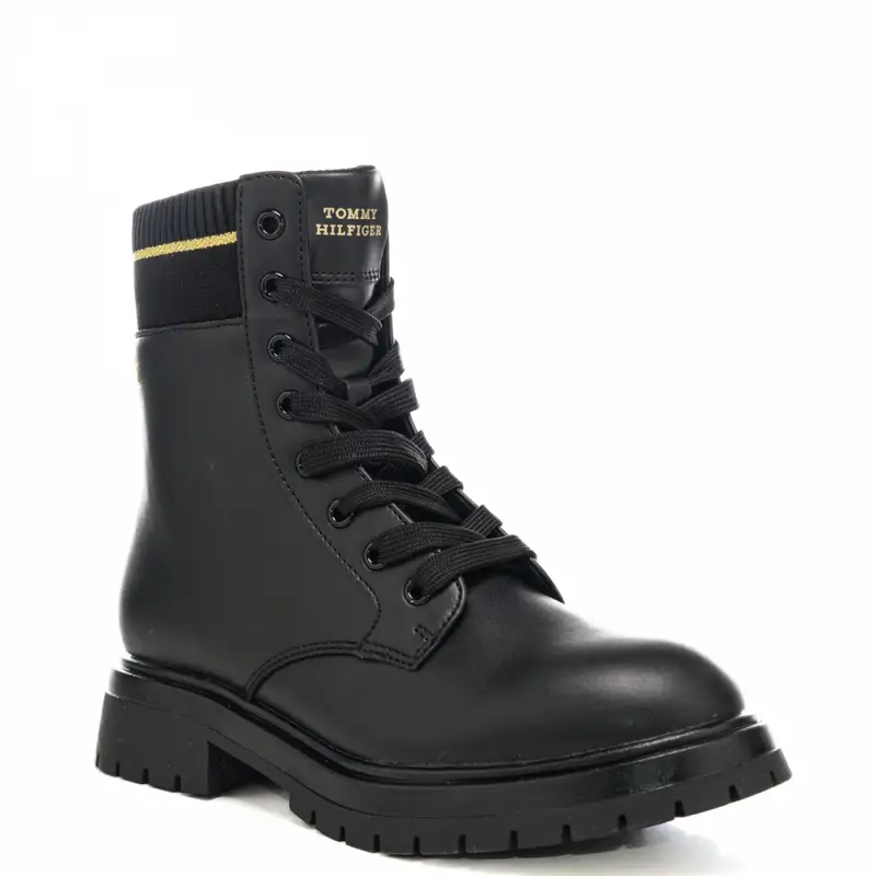 anfibi da bambina con fascia elastica sulla parte alta della tomaia neri miniatura 2