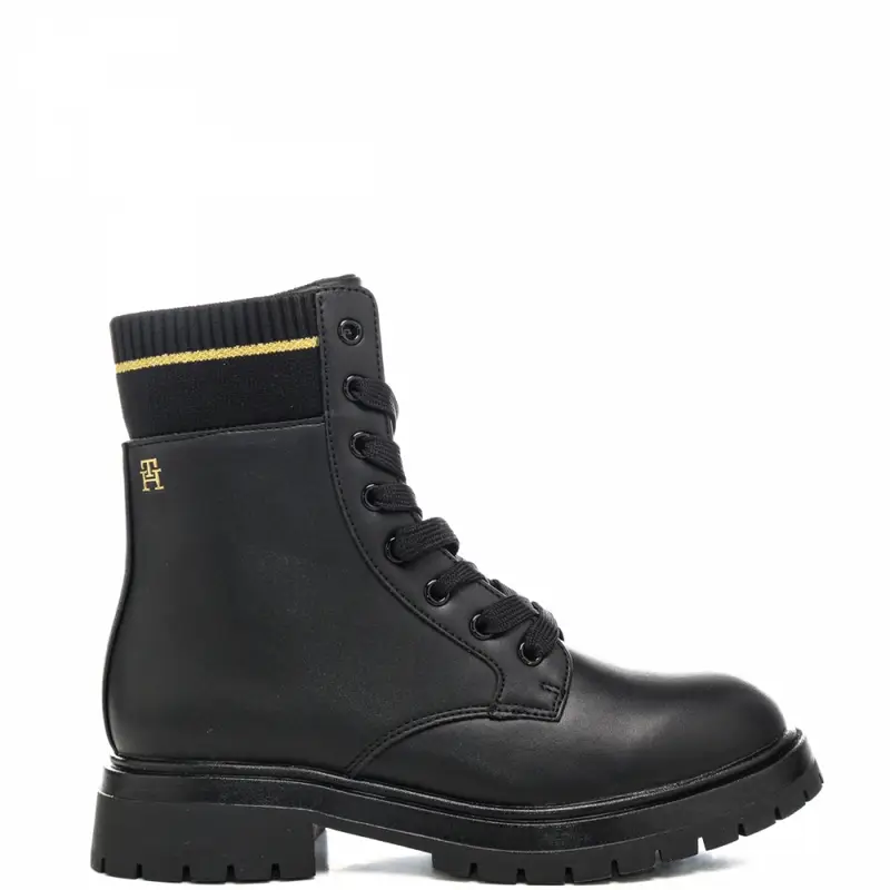 anfibi da bambina con fascia elastica sulla parte alta della tomaia neri