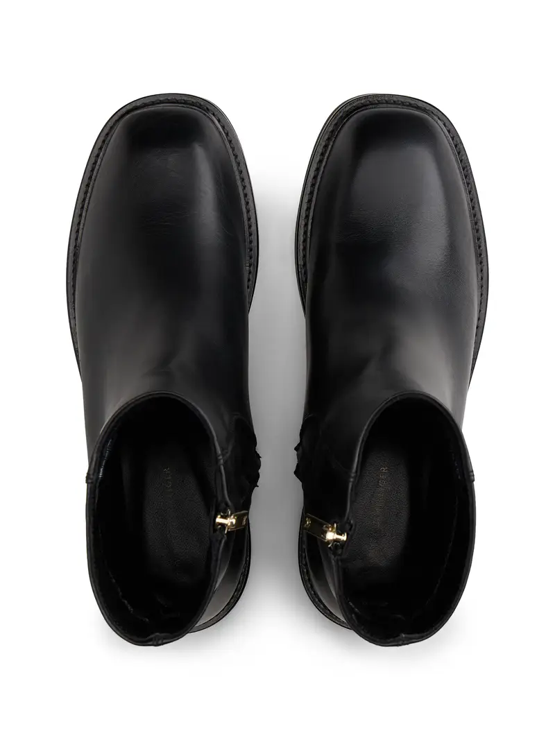 Tommy Hilfiger Stivaletti nero in pelle con tacco a blocco miniatura 3