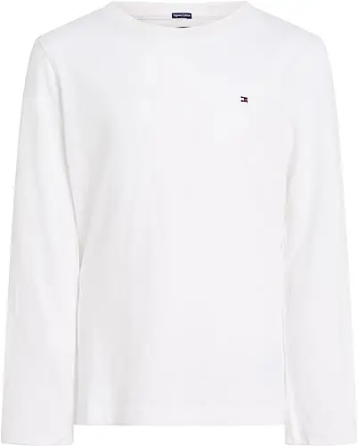 Tommy Hilfiger Bambino Maglietta Maniche Lunghe Basic, Bianco (Bright White), 10 Anni