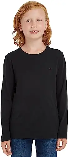 Tommy Hilfiger Bambino Maglietta Maniche Lunghe Basic, Nero (Meteorite), 7 Anni miniatura 3