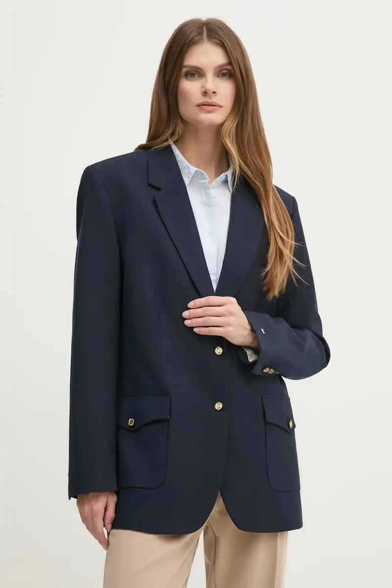 blazer con aggiunta di lana colore blu navy WW0WW43786
