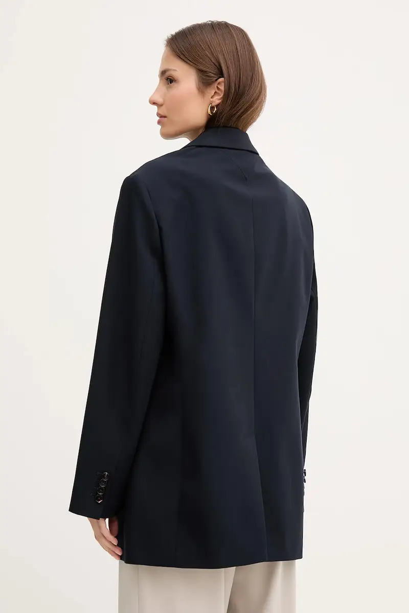 blazer in cotone colore blu navy WW0WW46808 miniatura 3