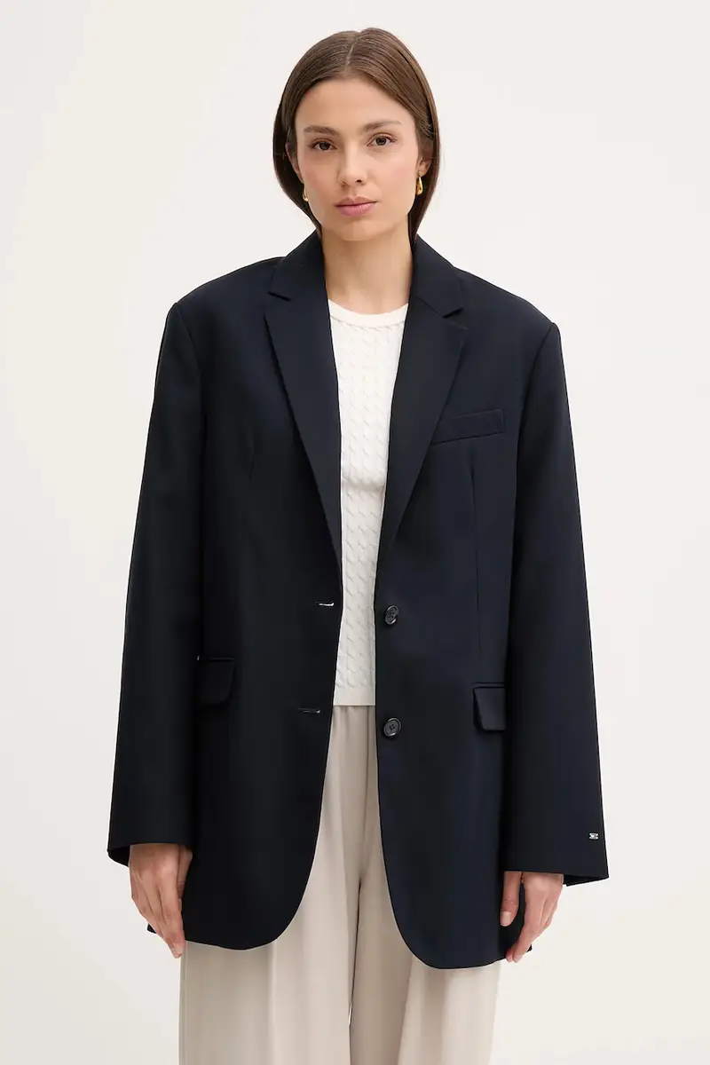 blazer in cotone colore blu navy WW0WW46808