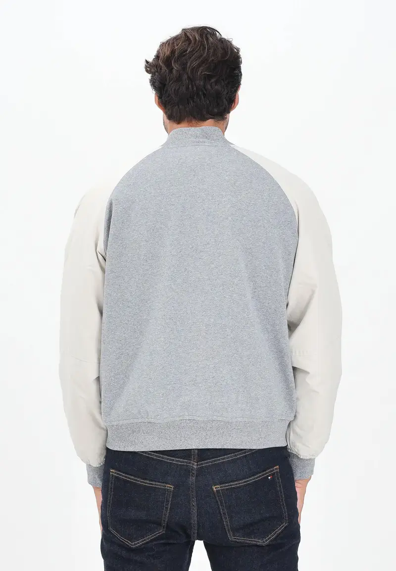 Bomber Athleisure grigio e panna da uomo miniatura 3