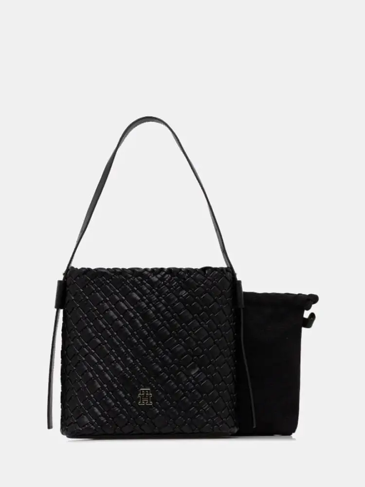 borsa a spalla hobo intrecciata nera