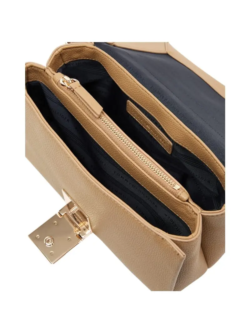 Tommy Hilfiger borsa beige donna in ecopelle con tracolla logo sul davanti miniatura 2