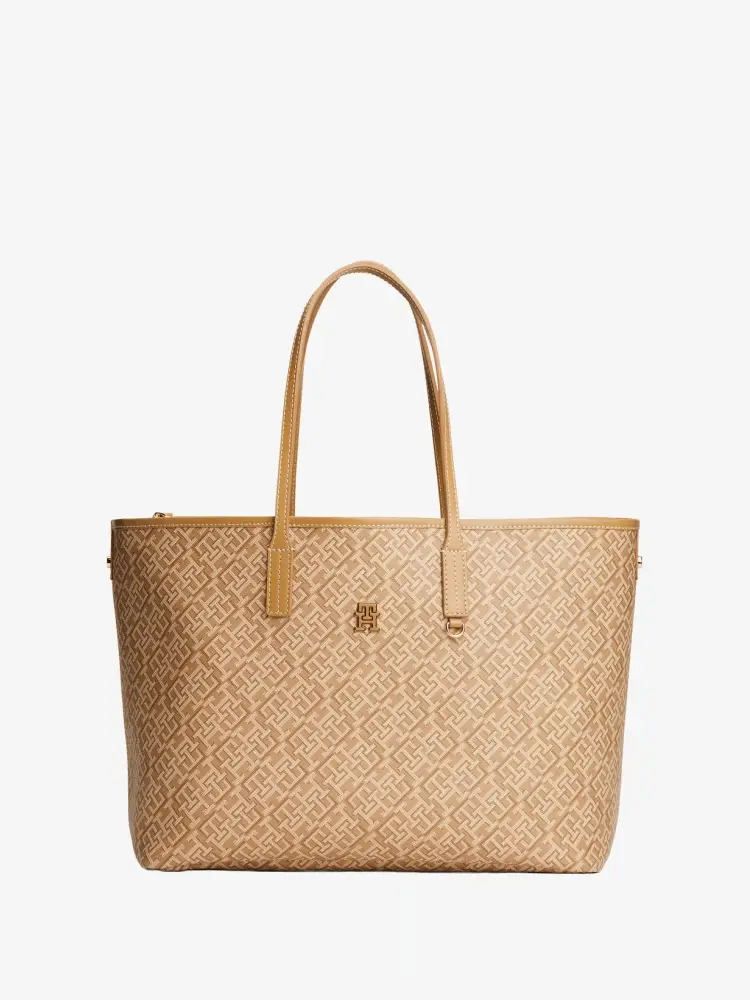 borsa beige donna in ecopelle shopping logo monogram all over