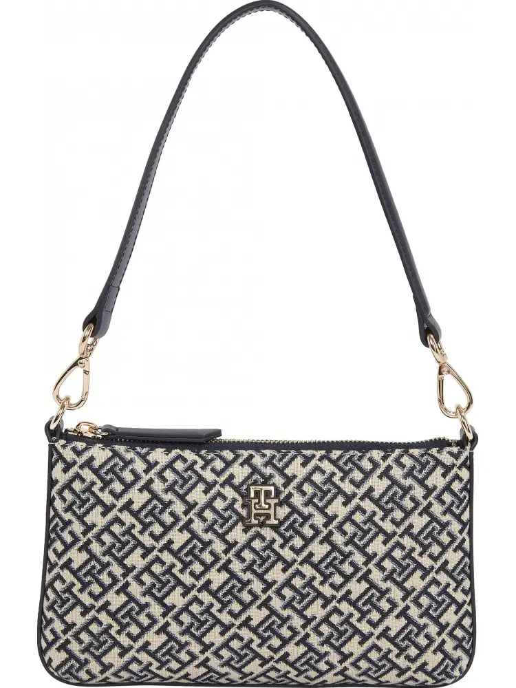 borsa blu navy donna a spalla logo all over