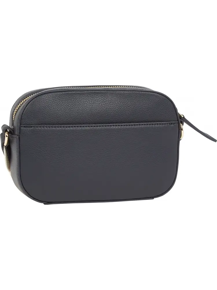 borsa blu navy donna in ecopelle con tracolla logo sul davanti miniatura 2