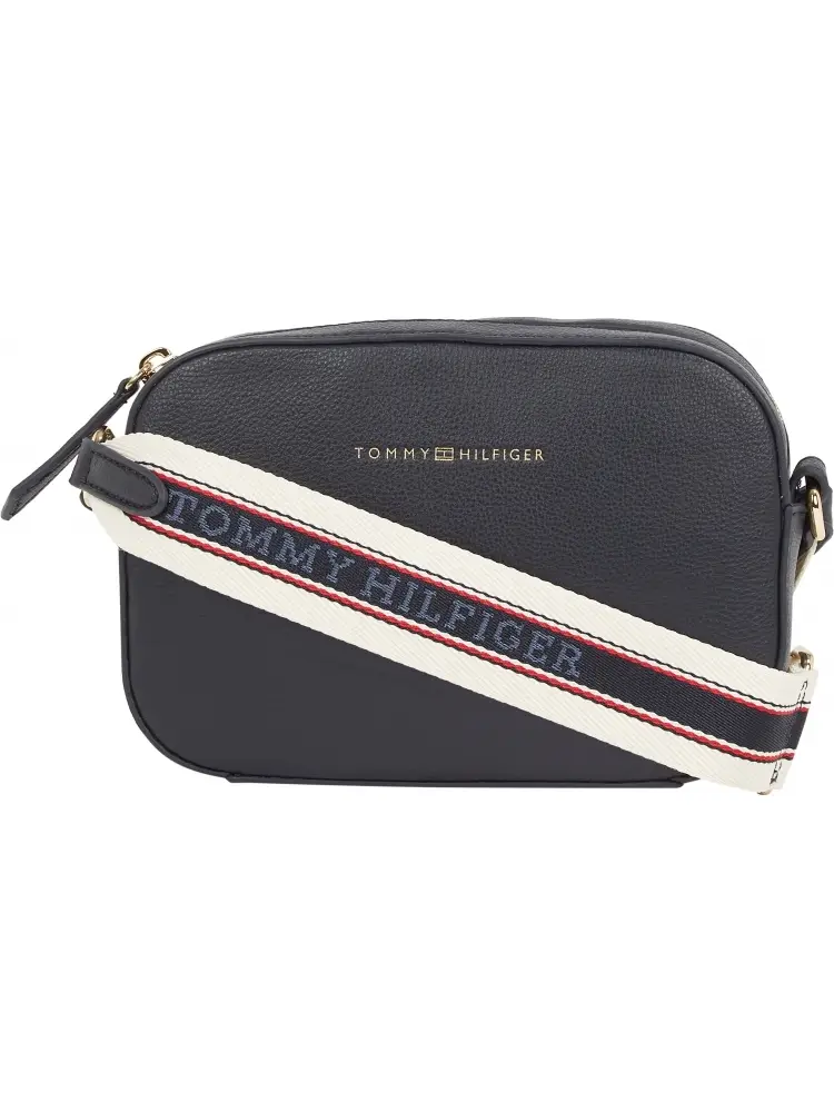 borsa blu navy donna in ecopelle con tracolla logo sul davanti