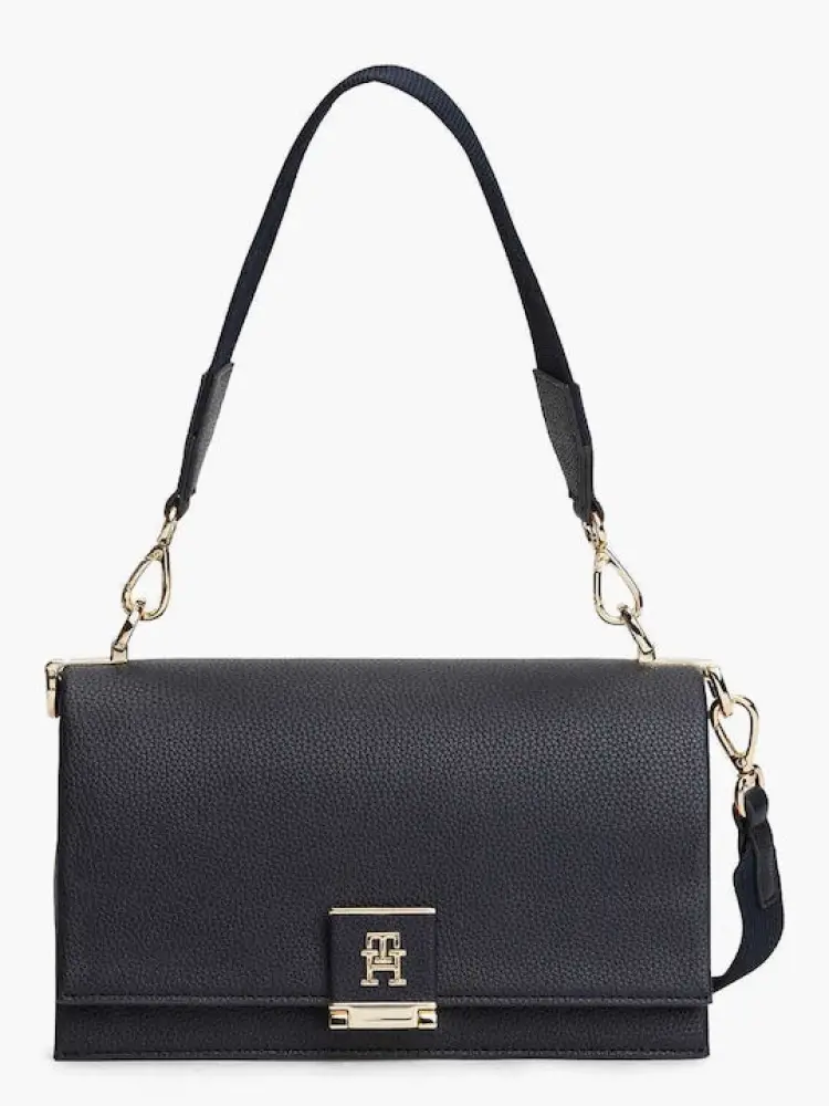 borsa blu navy donna in ecopelle con tracolla logo sul davanti