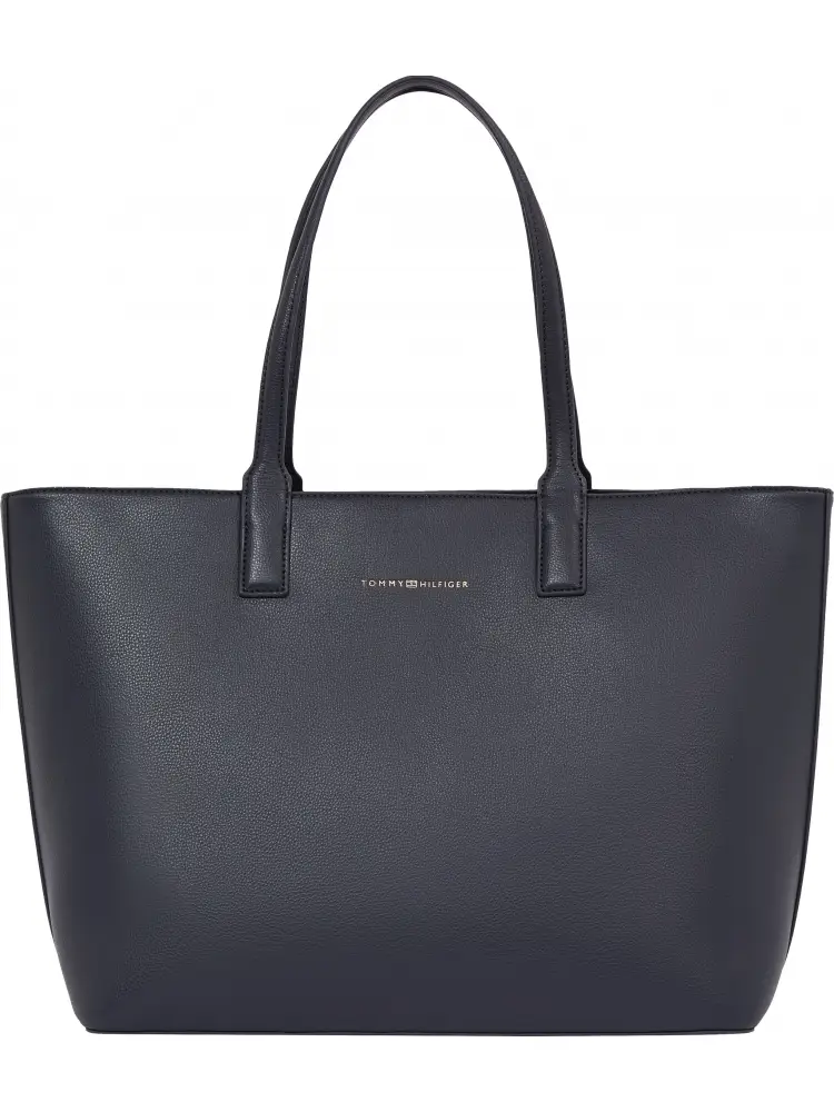 borsa blu navy donna in ecopelle shopping logo sul davanti