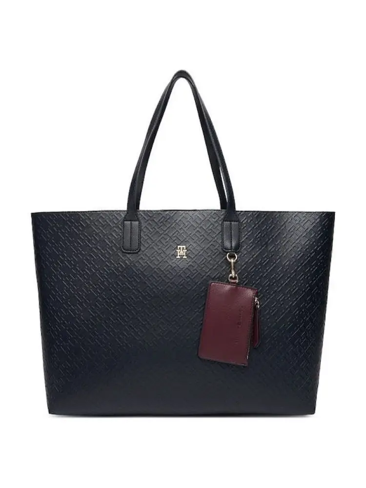 borsa blu navy donna logo all over