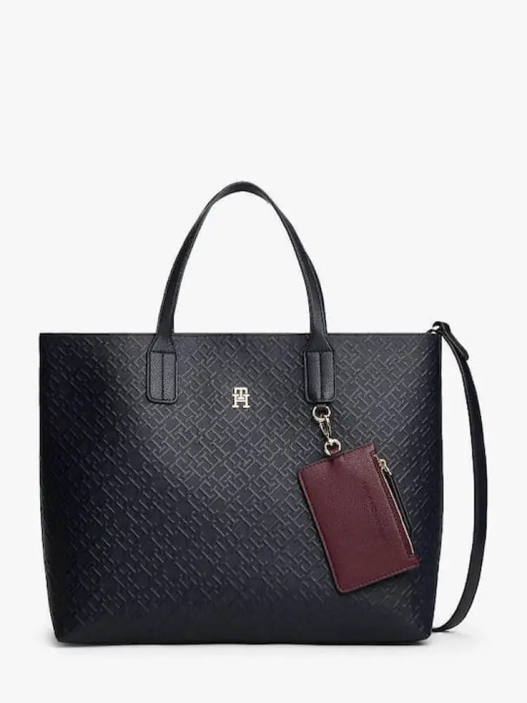 borsa blu navy donna logo all over