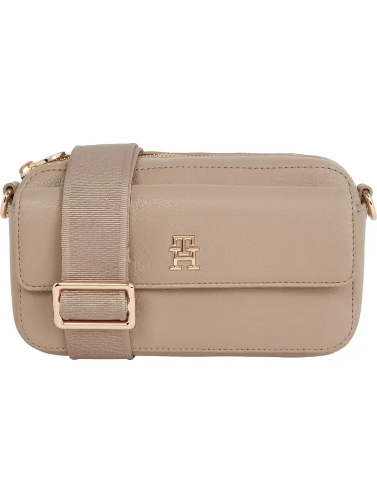 borsa camera bag distinct in ecopelle beige scuro con tracolla