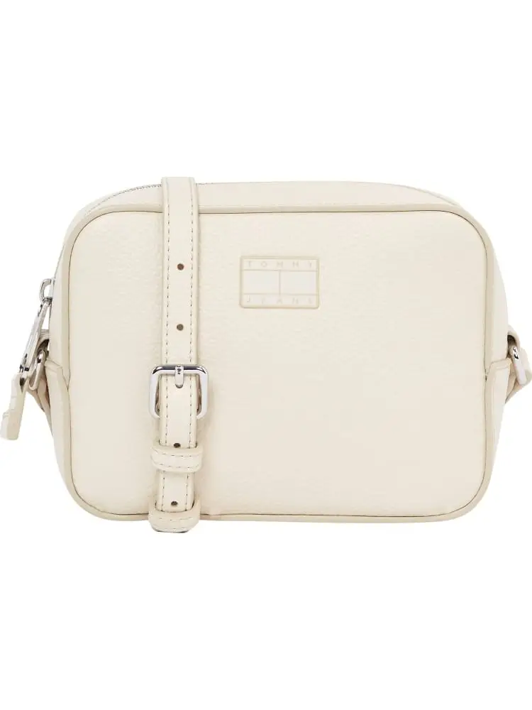 borsa camera bag in ecopelle beige chiaro a tracolla con logo