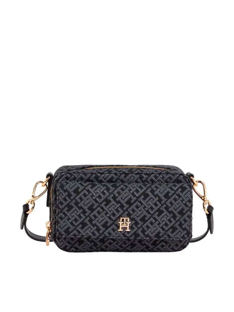 borsa camera bag in tessuto jacquard logato