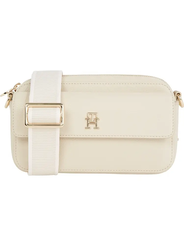 borsa crema donna in ecopelle con tracolla logo sul davanti