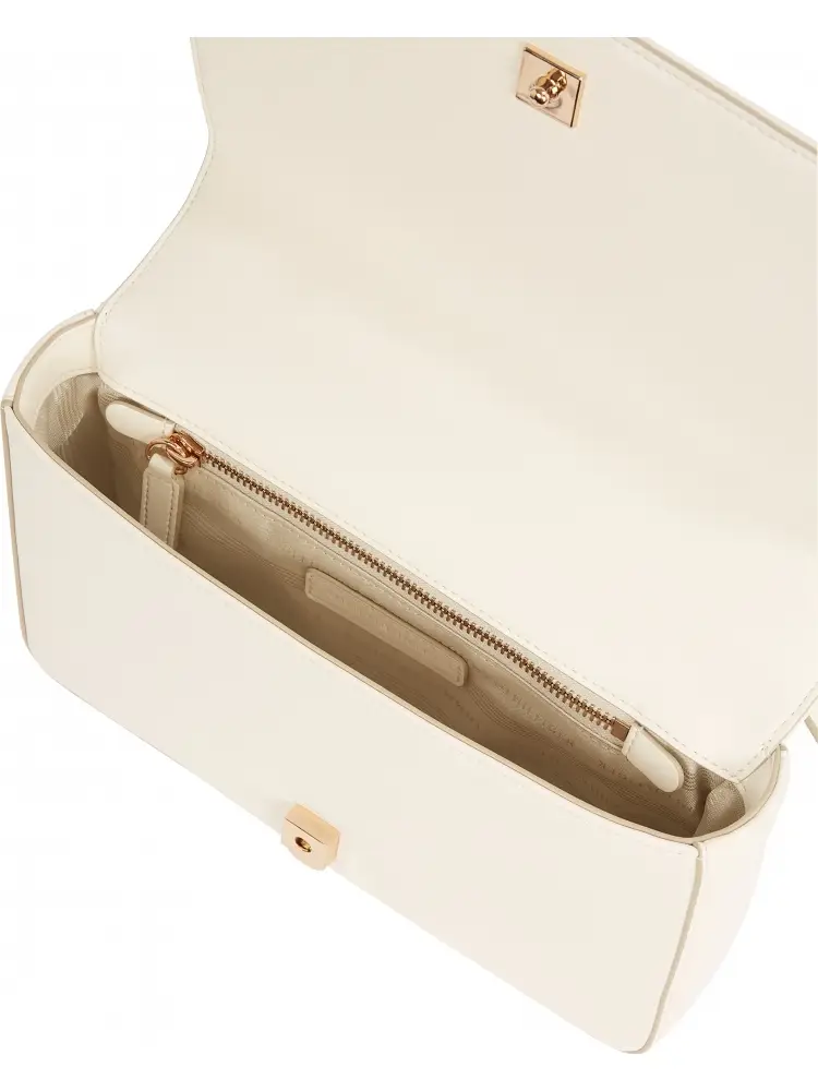 borsa crema donna in ecopelle trapuntata con tracolla logo sul davanti miniatura 2