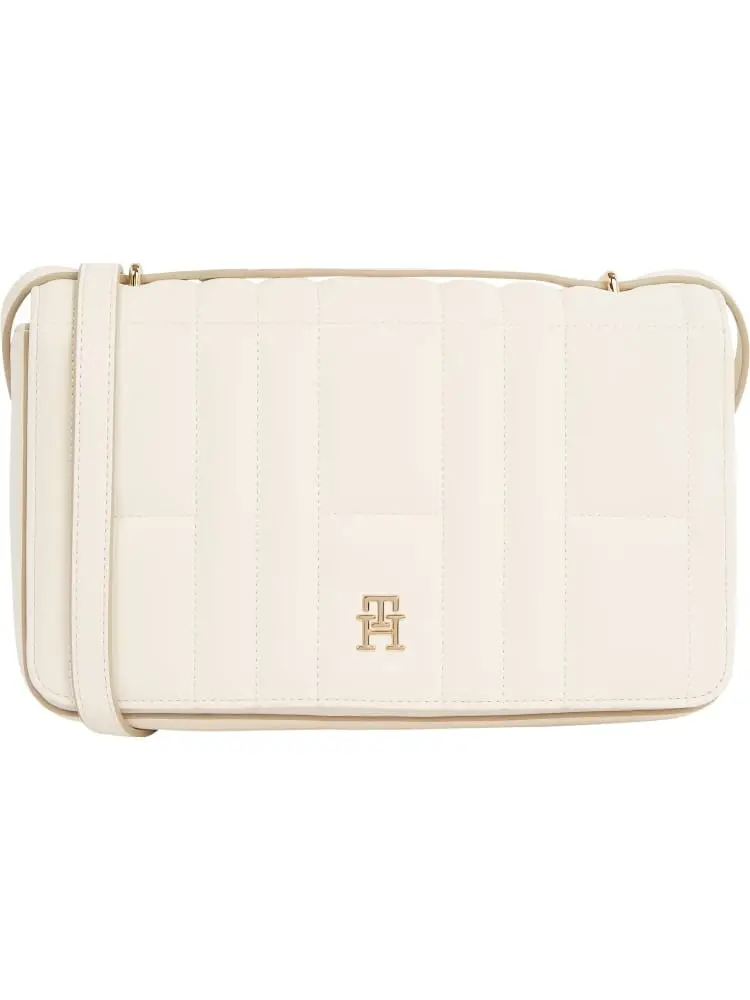 borsa crossover in ecopelle beige chiaro con tracolla