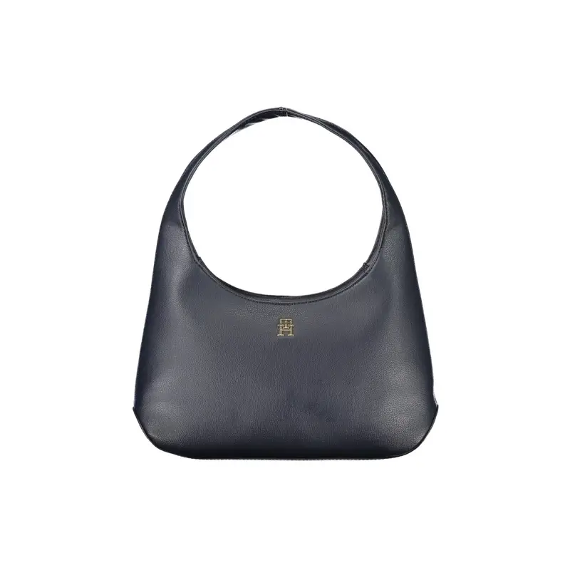 Borsa Donna a Spalla Nera con Zip Blu