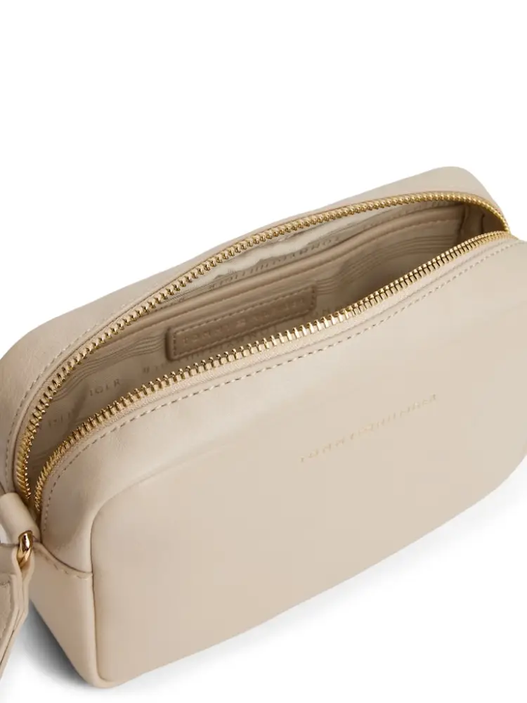 borsa ecru donna in similpelle con tracolla logo sul davanti miniatura 3