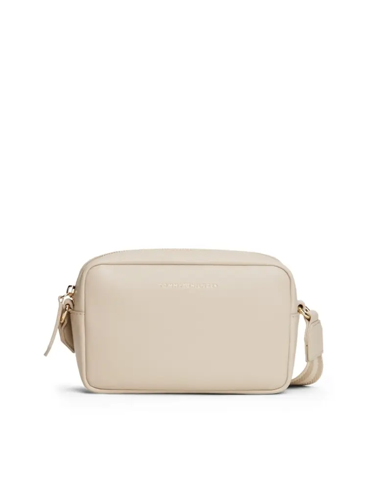 borsa ecru donna in similpelle con tracolla logo sul davanti