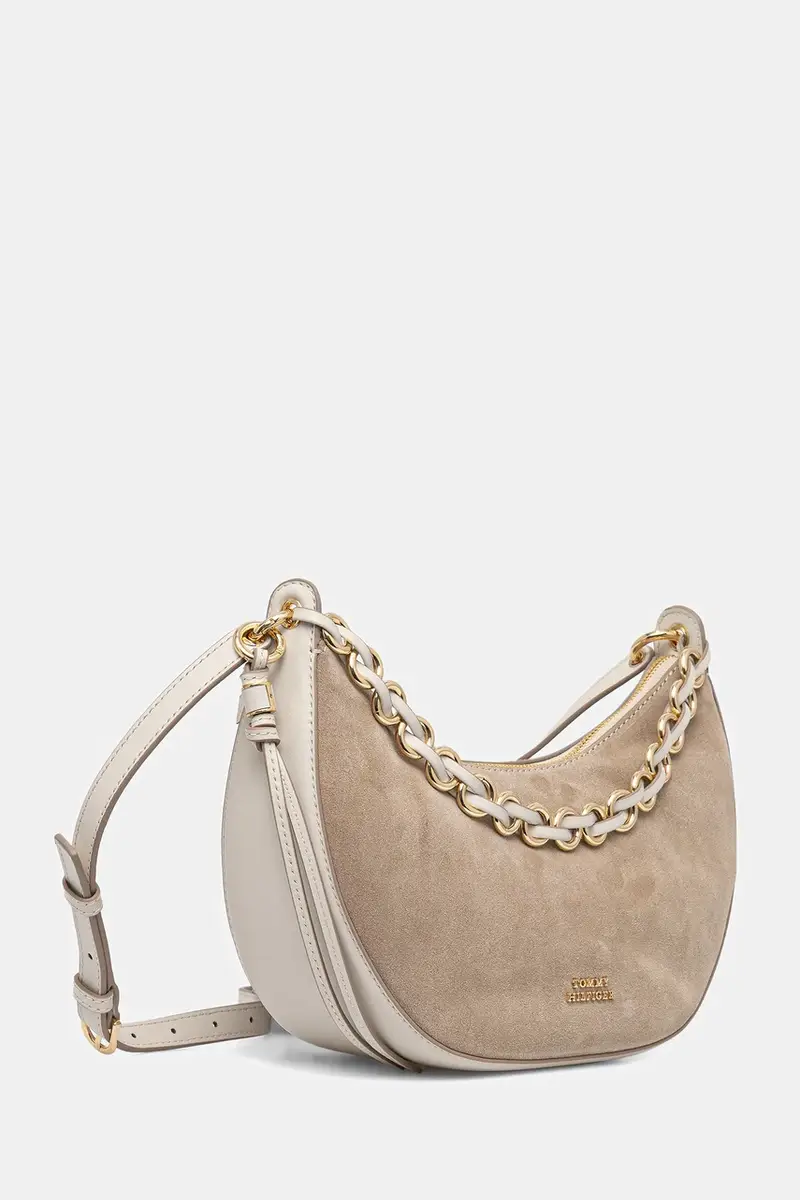 borsa in pelle scamosciata colore beige AW0AW17537 miniatura 2