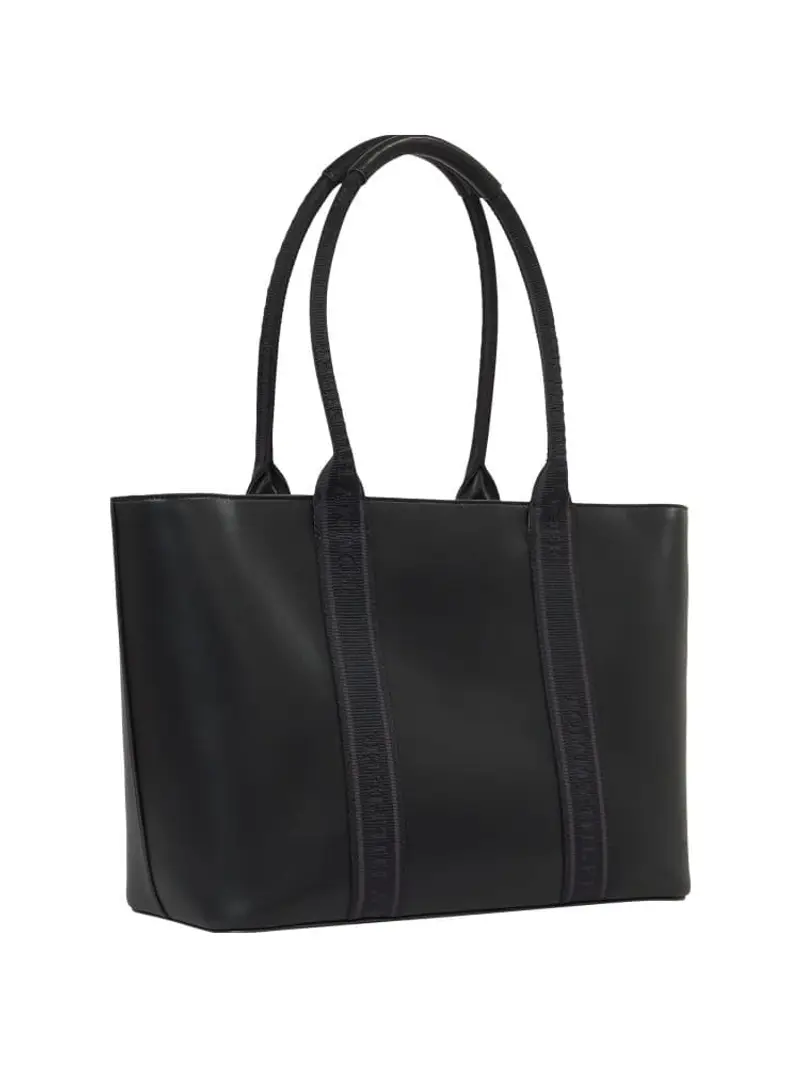 Tommy Hilfiger borsa nera donna in ecopelle a spalla logo sul davanti miniatura 3