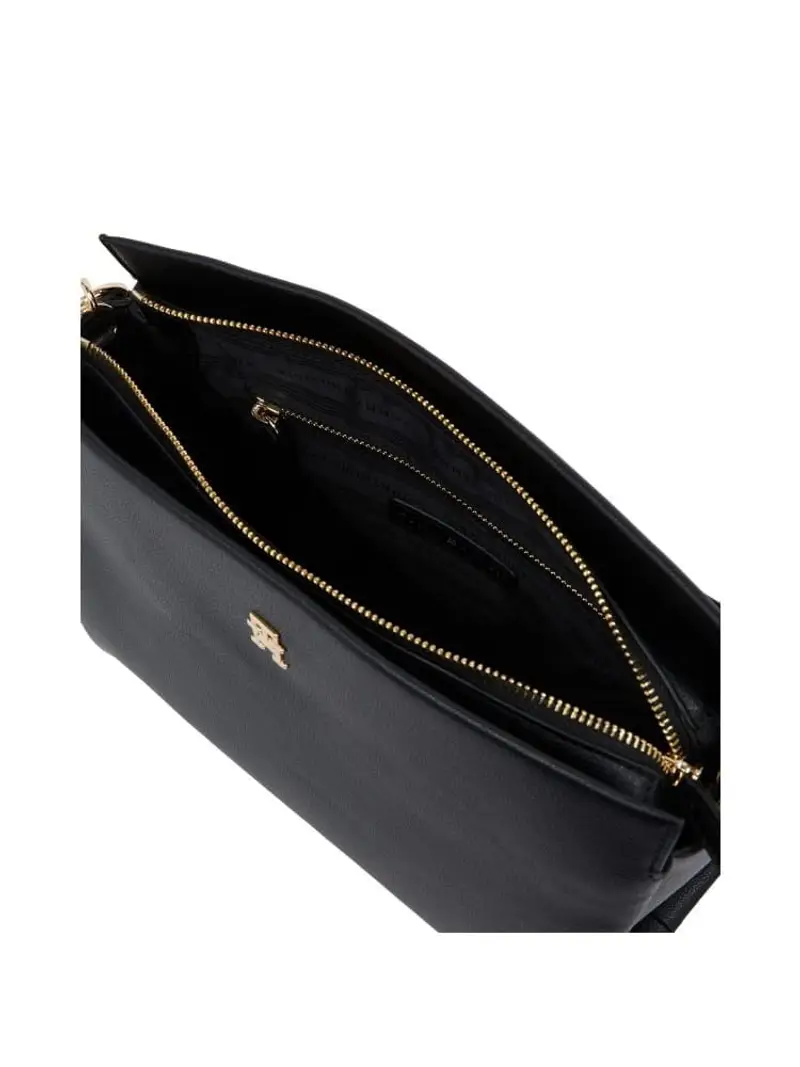 Tommy Hilfiger borsa nera donna in ecopelle con tracolla logo sul davanti miniatura 2
