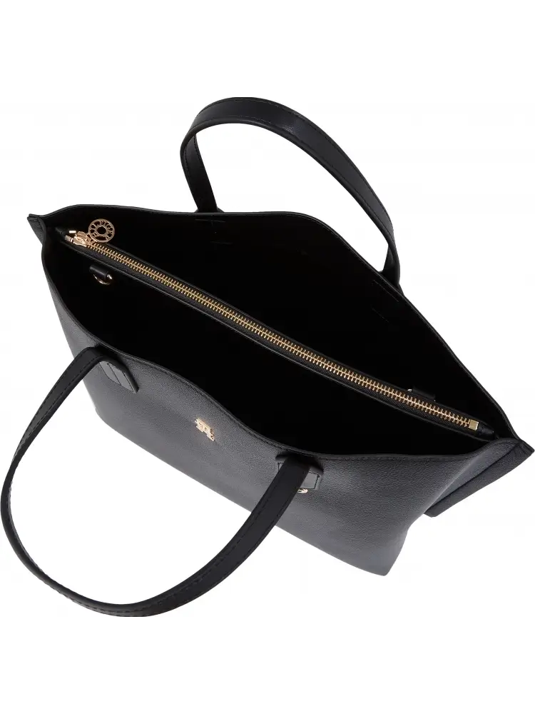 borsa nera donna in ecopelle con tracolla logo sul davanti miniatura 2