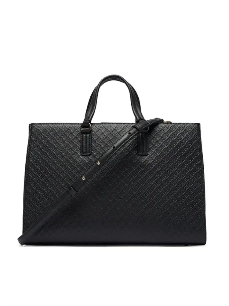 borsa nera donna logo all over miniatura 2