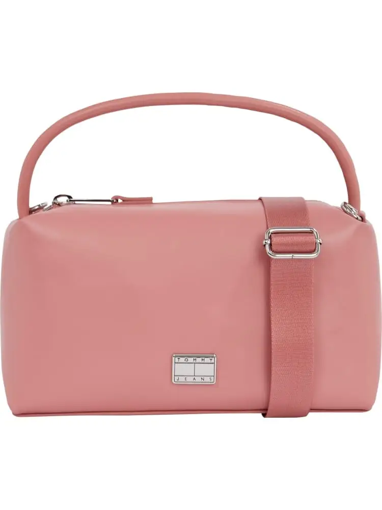 borsa sholder in ecopelle nera con logo metallo e tracolla