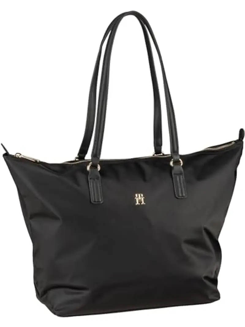 Tommy Hilfiger Borsa Tote Bag Donna Poppy con Zip, Nero (Black), Taglia Unica
