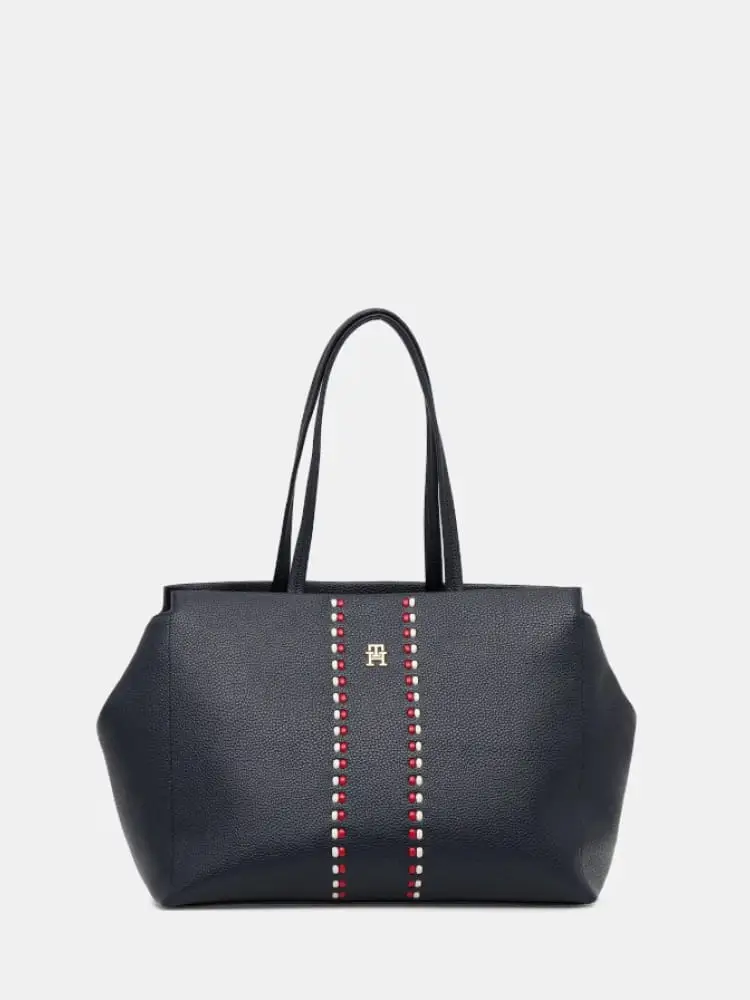 borsa tote timeless blu con inserti iconici