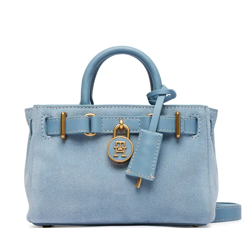 Borsetta Tommy Hilfiger American Icon Micro Tote Suede AW0AW18853 Celeste