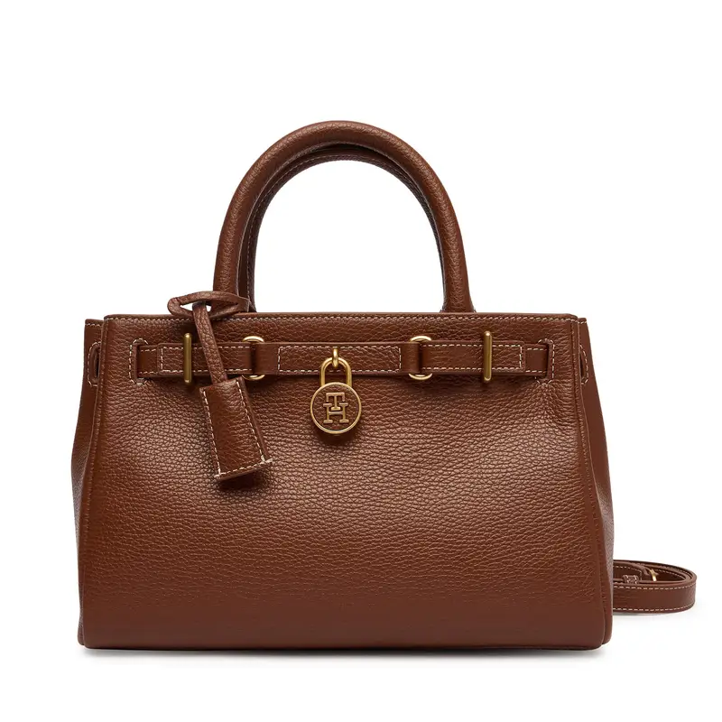 Borsetta Tommy Hilfiger American Icon Mini Tote Leather AW0AW17926 Marrone