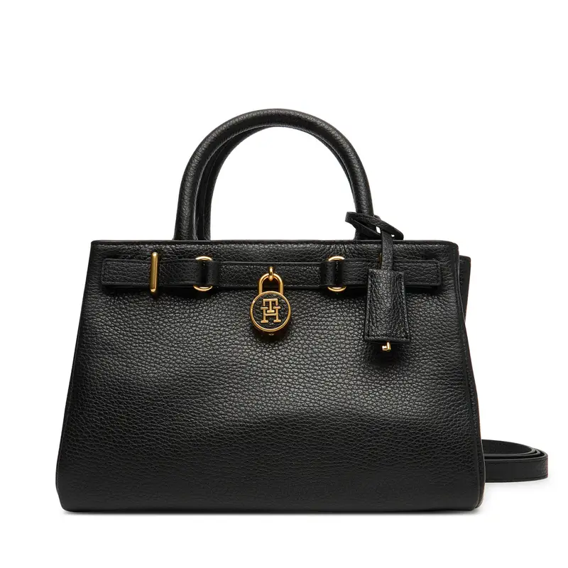 Borsetta Tommy Hilfiger American Icon Mini Tote Leather AW0AW17926 Nero